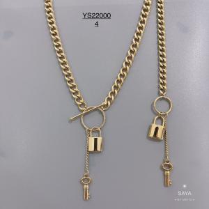 Quality Luxury 14k Gold Stainless Steel Lock Head Pendant Necklace Key and Lock Bracelet wholesale