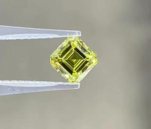 Quality Synthetic High Clarity vS1 Lab Grown Yellow Diamond Asscher Shaped wholesale