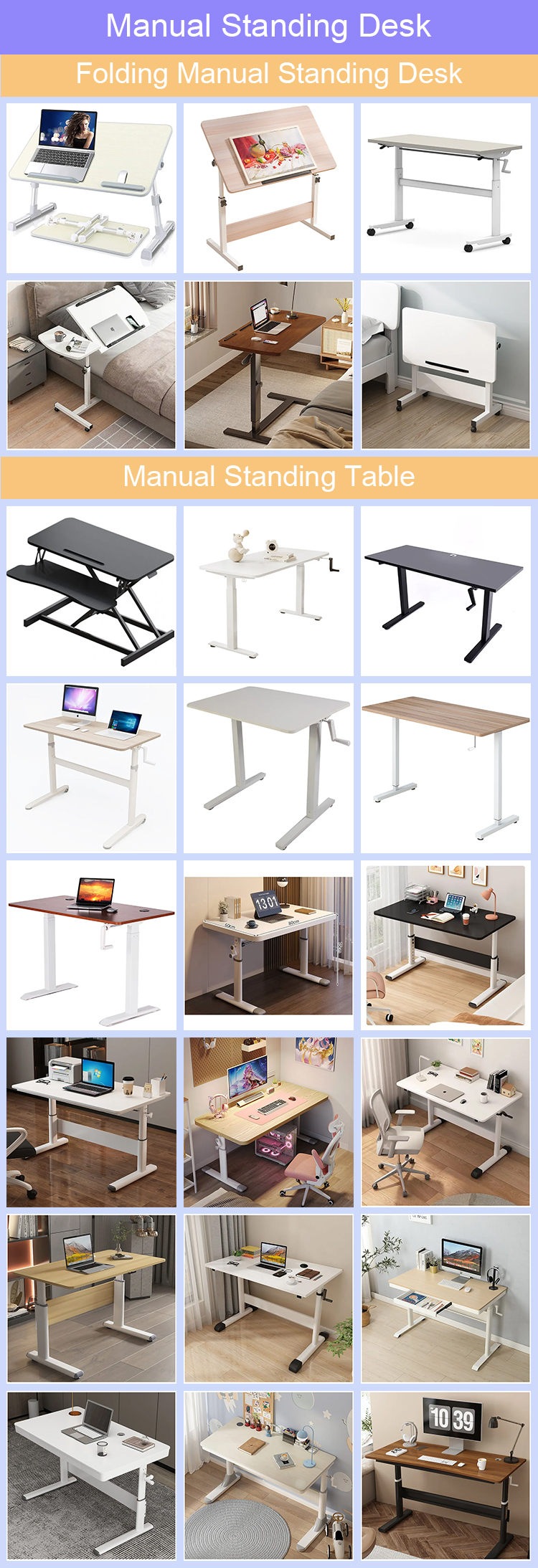 Solid Small Office Coffee Standing Table Manual Folding Standup Desk for Small Spaces