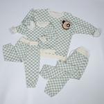 230gsm Family Matching Clothes Set French Terry Crew Neck Long Sleeve Checkered