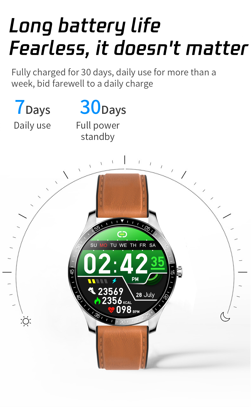 Waterproof Magnetic Charging Watch 5V 200mAh Touch Screen Kids Woman Man