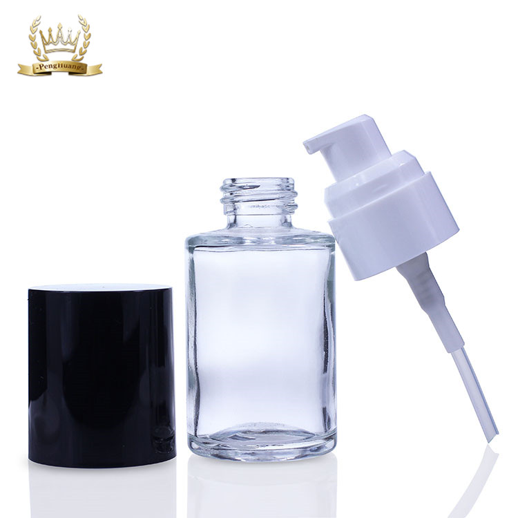 30 Ml Empty Round Frosted Makeup Liquid Foundation Pump Glass Bottle F036