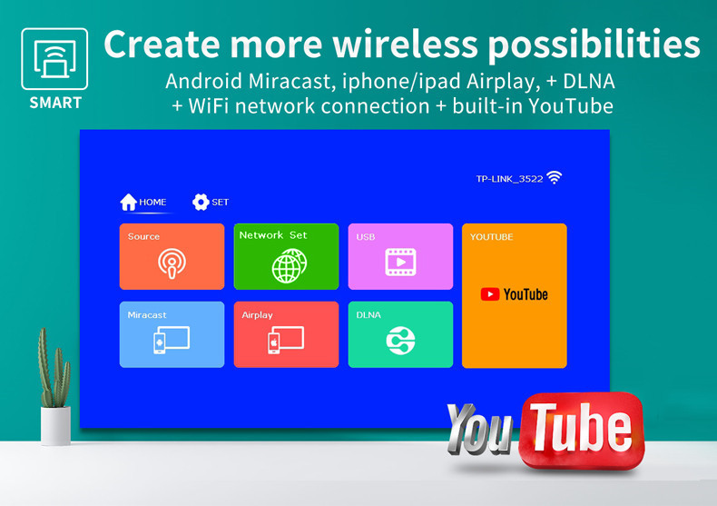 25dB 70W Home Theater Native 720p Wireless Led Projector Wired Same Screen