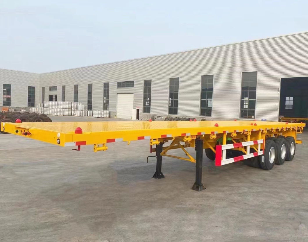 3 Axles Flatbed Container Transport Truck/Semi Trailer for 20FT/40FT Container