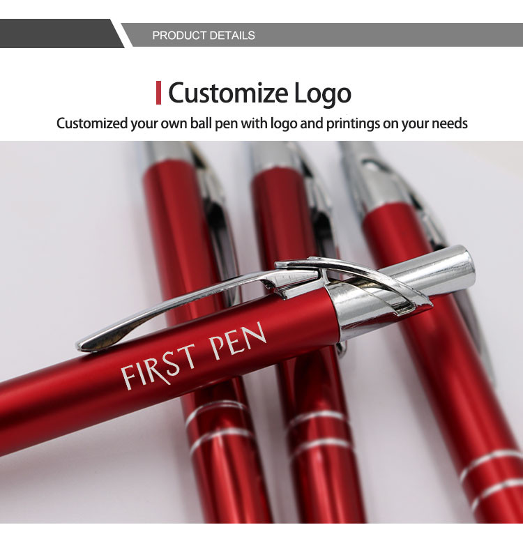 Customizable Aluminum Ball Pen Red Classic Design Metal Ballpoint Pen Logo Pen