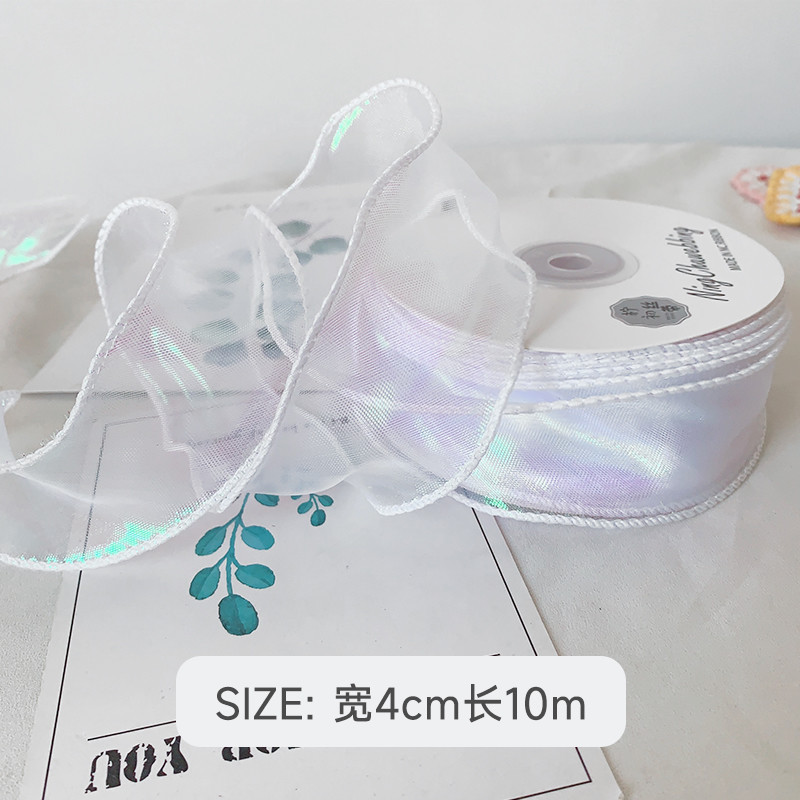 40mm Polyester Organza Ribbon With Satin Edge Shinny Pink Organza Ribbon