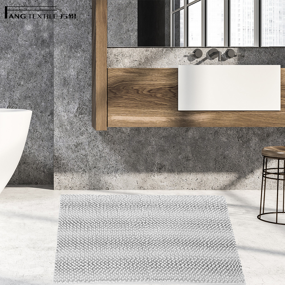 Gray Extra Softness Fluffy Thick Chenille Shower Microfiber Bathroom Mats
