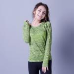 Casual sportswear, seamless sports shirt, green & black, knitwear, Long sleeve,