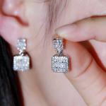 Fashion Wedding Jewelry Earring Full Crystal Rhinestone square Shape Bridal