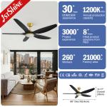 Luxury Villa Black Gold Ceiling Fan With LED light 230v 6 Speed