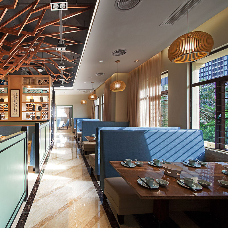 Customized Restaurant Single Card Seat High Back Fabric Hotel Coffee Shop Sofa