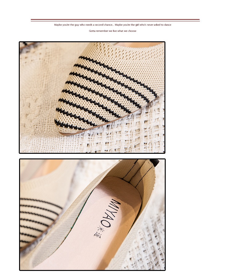 Knitted Pointed Flat Bottomed Daily All Match Women'S Loafers Lady Shoes Women Flats Shoes