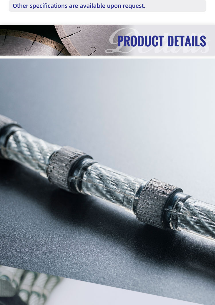 11.0mm Diamond Rope Sintered Diamond Squaring For Stone Block Trimming Stone Cutting Tools
