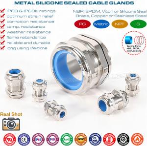 Quality Brass PG Adjustable Cord Glands, Copper IP68 Watertight Cable Glands with Heat Proof Blue Silicone Seals &amp; O-rings wholesale