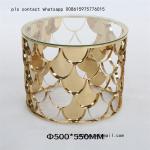 Metal plated stainless steel marble table simple coffee round table