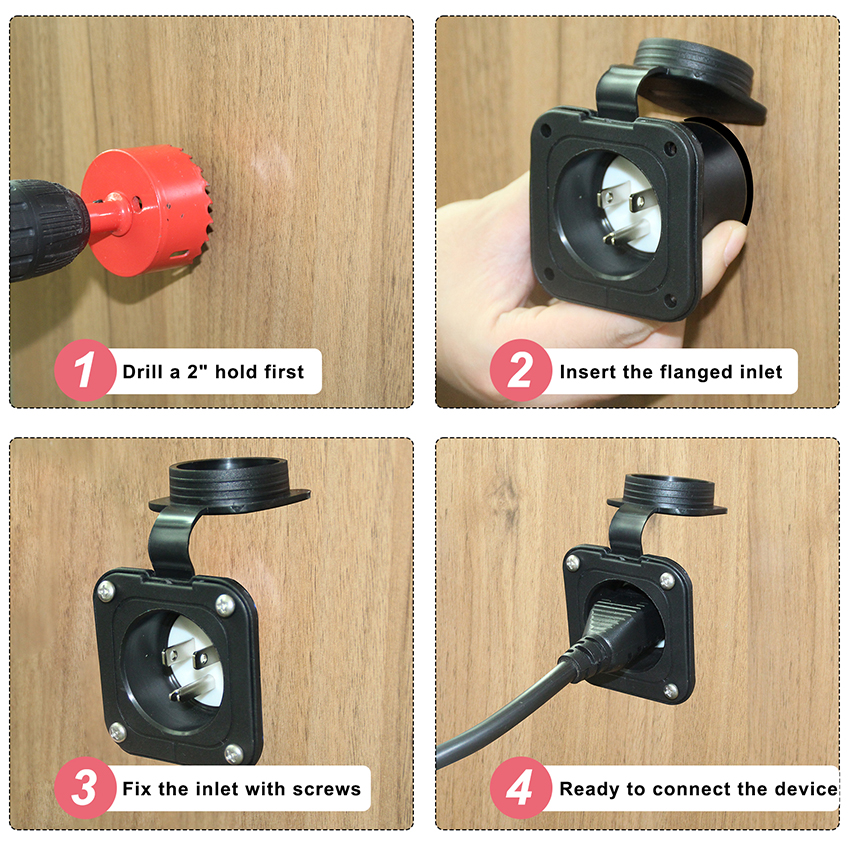 Power SJTW Extension Supply US Male To Female Plug NEMA 5-15R To Waterproof Converter