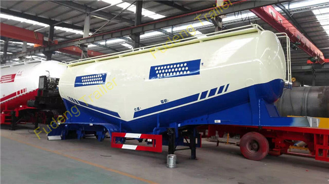 55CBM Cement Trailer With Air Compressor , Tri Axle Cement Tanker Semi Trailer