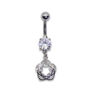 Quality Flower Dangle Belly Button Piercings Jewelry 14G 1.6mm Stainless Steel Belly Bars wholesale