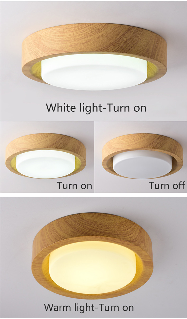 Wooden Round Ceiling Lights For Bedroom Iron Surface Mounted Rooms Lighting（WH-WA-28）