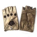 Sheepskin Mens Fingerless Driving Gloves , Fingerless Leather Gloves Customized