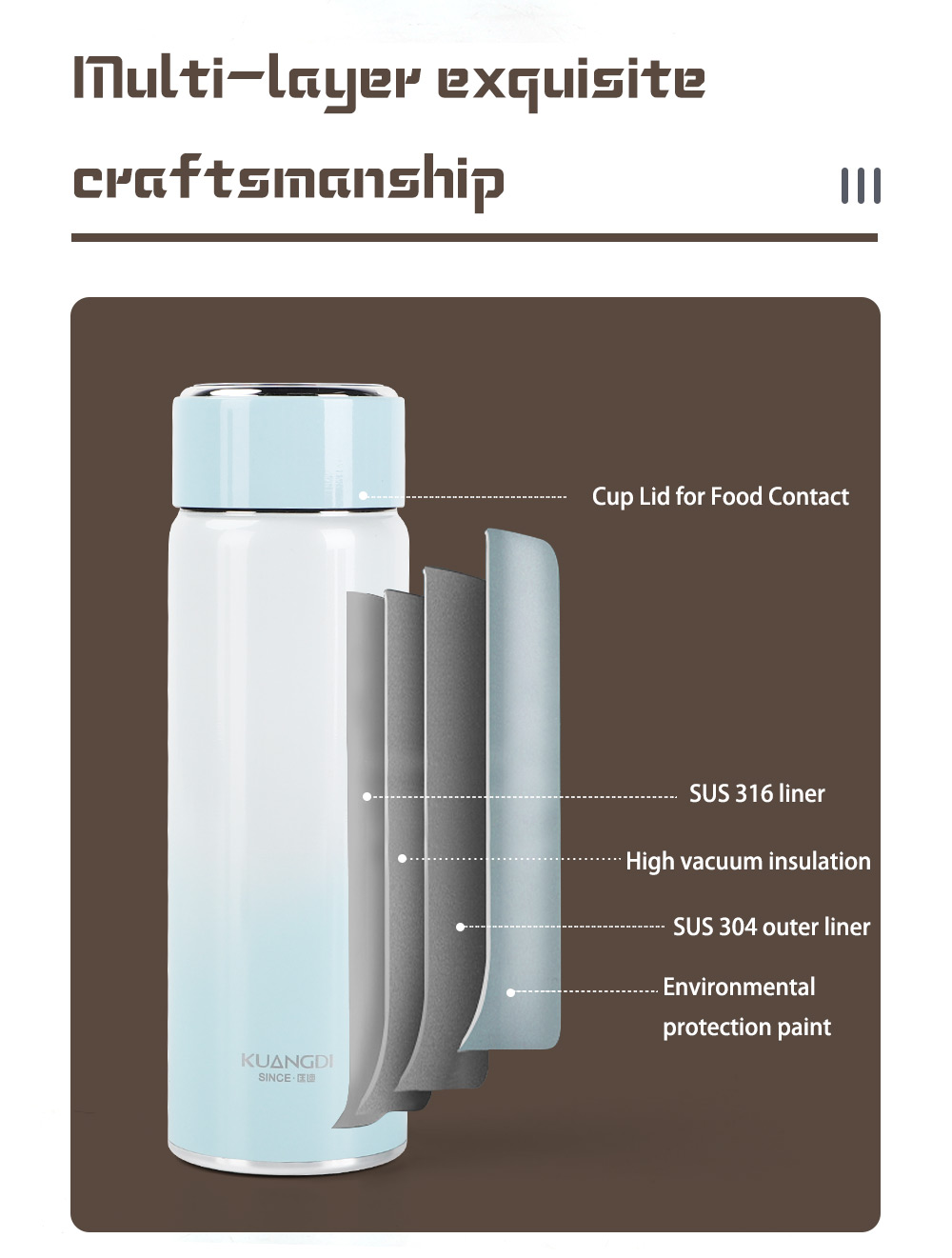 High Quality Stainless Steel Compact Convenient and Long Term Heat Preservation Intelligent Temperature Display Cup