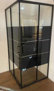 Quality 5/6mm Black Block Glass Square Shower Enclosures with Alum Black Frame wholesale