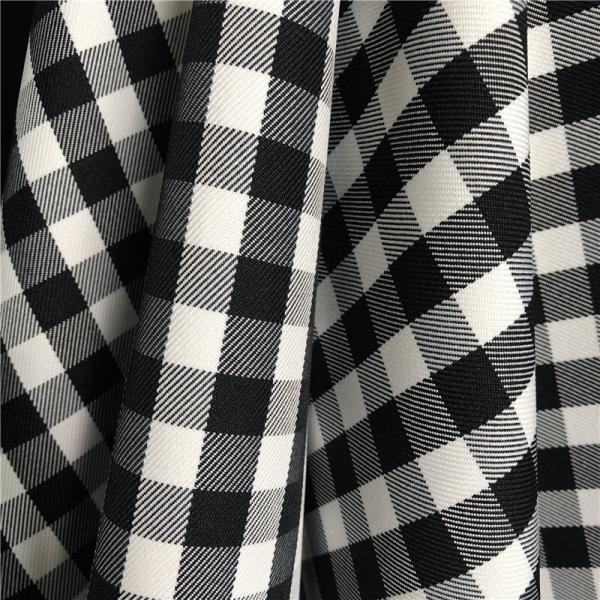TWILL 300D Polyester Yarn Dyed Woven Black And White Check Fabric Twill Cloth 57