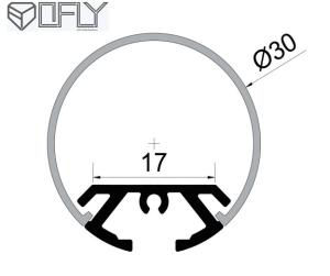 Quality Suspended Aluminum LED Strip Extrusions Anodized 30mm Round 270 Degree wholesale