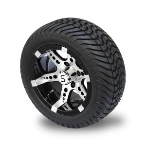Quality 215/35-12 Low Profile DOT Tire and 12&quot; Machined Black Golf Cart Aluminum Wheel Assembly (101.6 PCD 4*4 Bolt 18'' Tall) wholesale