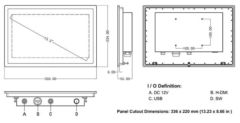 Outdoor Industrial Computer PC Full Waterproof Sunlight Readable Panel PC