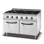 SS304 Gas 6 Range Stove With Oven LPG/Natural Gas 150KG Hotel Equipment