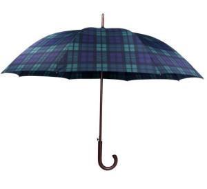 Quality 103cm 190T Pongee Gingham Wooden J Stick Umbrella wholesale