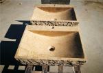 Square Marble Counter Basin , Natural Stone Kitchen Sinks With Pedestal Faucet
