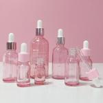 Round Luxury Serum Gradient Pink Glass Eye Dropper Bottle 5ml 10ml 15ml 30ml