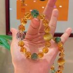 Natural Brazilian Yellow Crystal Bracelet Cut Faceted Faceted Polished Bracelet