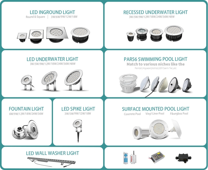 18W DC24V Input IP68 Color Changing Outdoor Led Underwater Lights