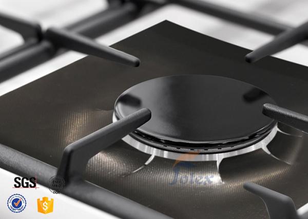 Set Of 4 Black Stovetop Burner Protectors Non Stick Gas Range Protectors , PTFE