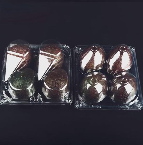 Customized disposable transparent 4 cells avocado vacuum formed clamshell