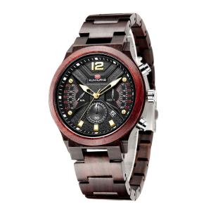 Quality 48mm Case Adult Wood Chronograph Quartz Watch wholesale