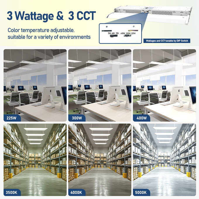 USA Warehouse Led High Bay Lights 200W 300W 3Cct Adjustable Industrial Lighting Commercial Highbay Shop Light
