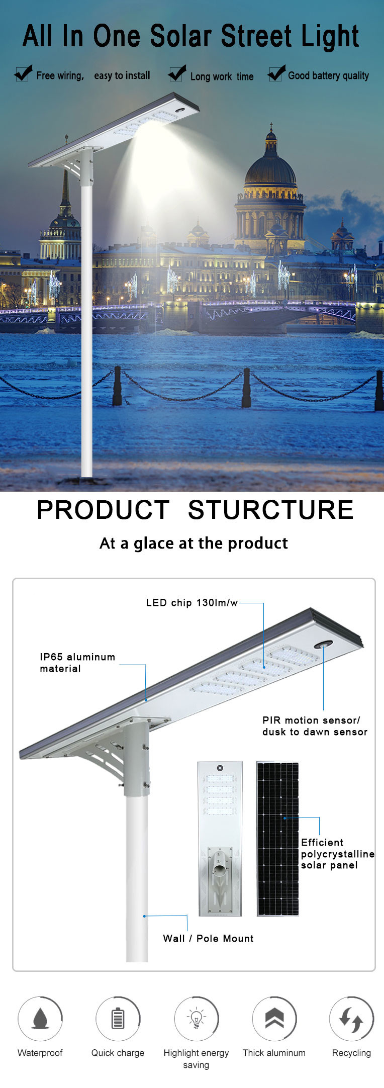 Aluminum Solar Flood Lights IP65 110pcs 110W 2700K Outdoor Lamp