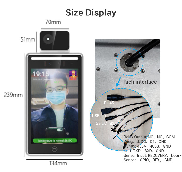 School Biometric Face Recognition System 50-150cm Waterproof