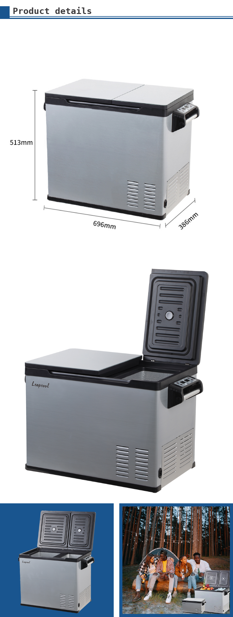 Portable Mini Fridge 2023 Narrow Retro Car Refrigerator for Dc12/24V Outdoor Camping