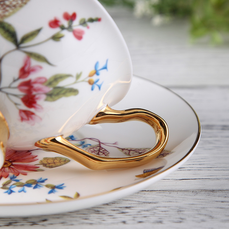 Arabic Tableware 15PCS Europe Embossed Fine Bone China Teapots Set