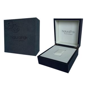 Quality Cream PU Wood Wrist Watch Packaging Box Embossed Logo Watch Box For Men wholesale