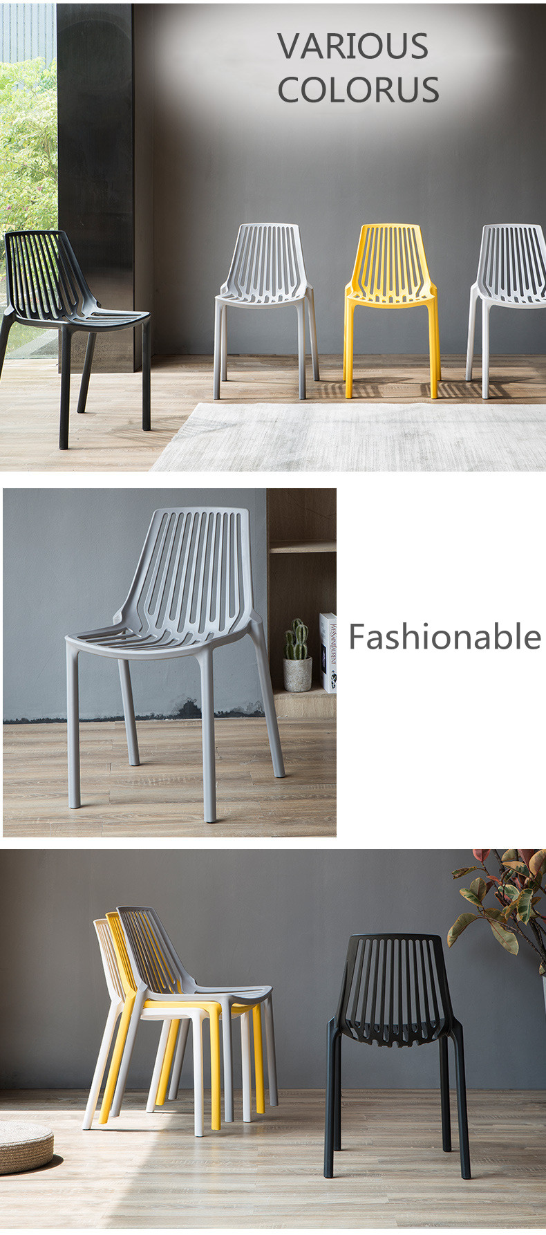Plastic Garden Furnitures Simple White Leisure Outdoor Dining Chairs UK-GD022
