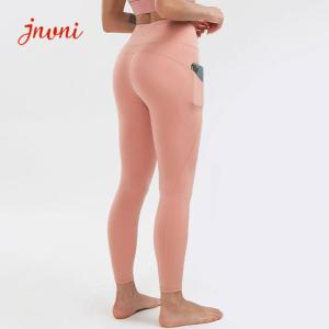 Quality Solid 80% Nylon Soft Fabric 210gsm Running Leggings With Pockets wholesale