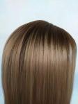 16 Inches Highlight With Dark Root European Human Hair Jewish Wig
