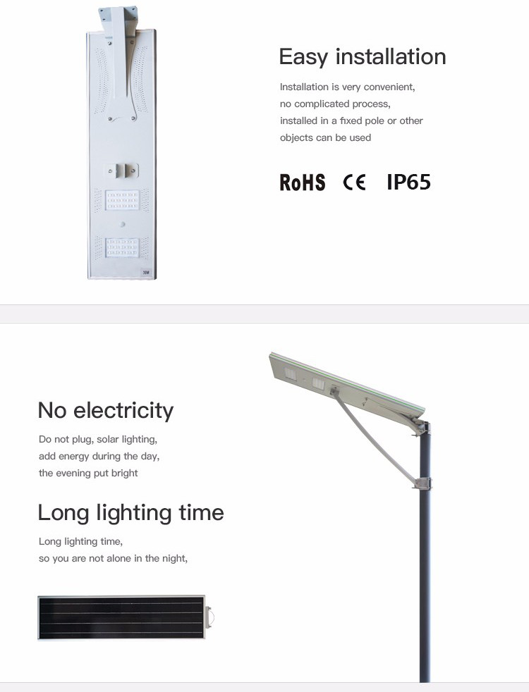Outdoor lamp garden solar led street light with solar panel 30w