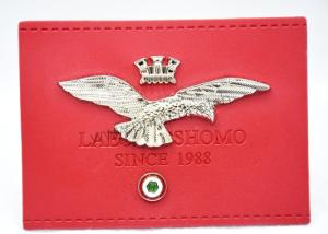 Quality OEKO Stomped Leather Jean Patches 3D Eagle Embossment Jeans Leather Patch wholesale
